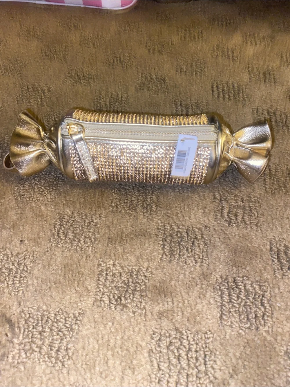 Bath & Body Works Gold Rhinestone Candy-Shaped Cosmetic Pouch